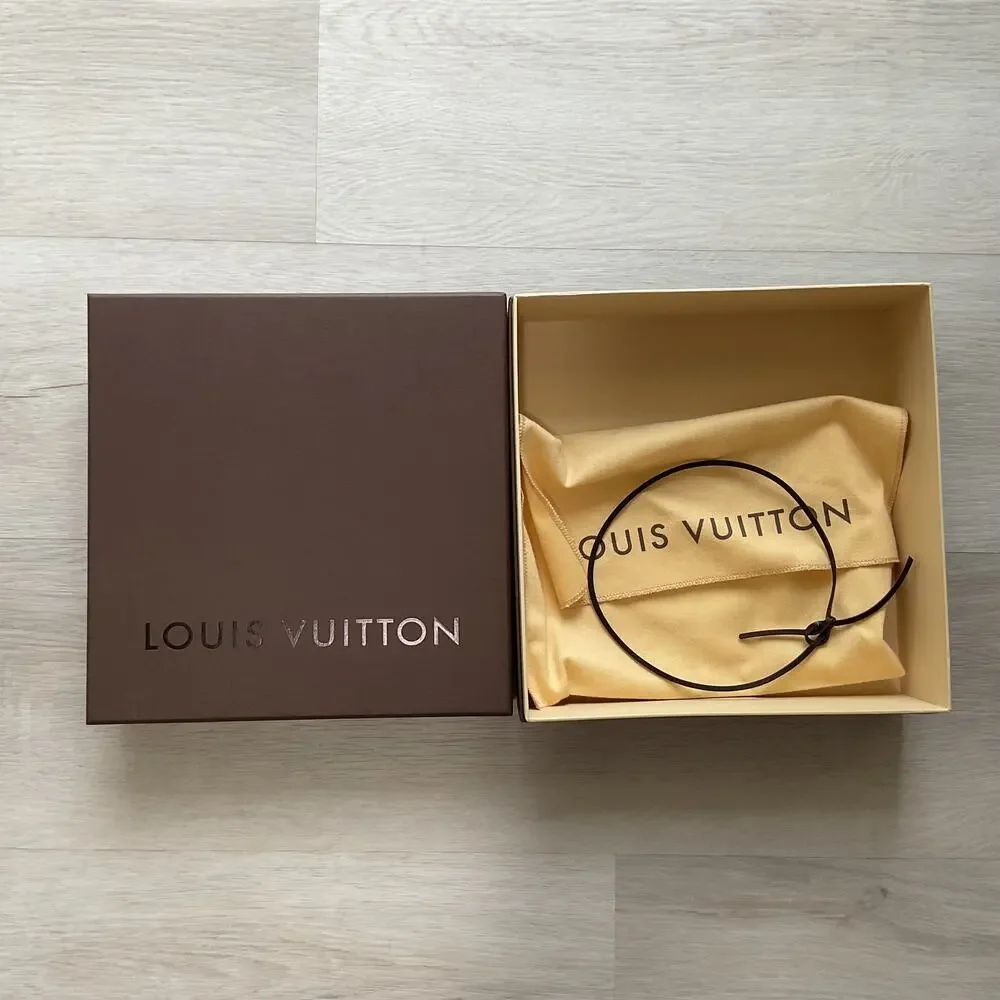Authentic Louis Vuitton Brown Box with Dust Bag and Leather Bow